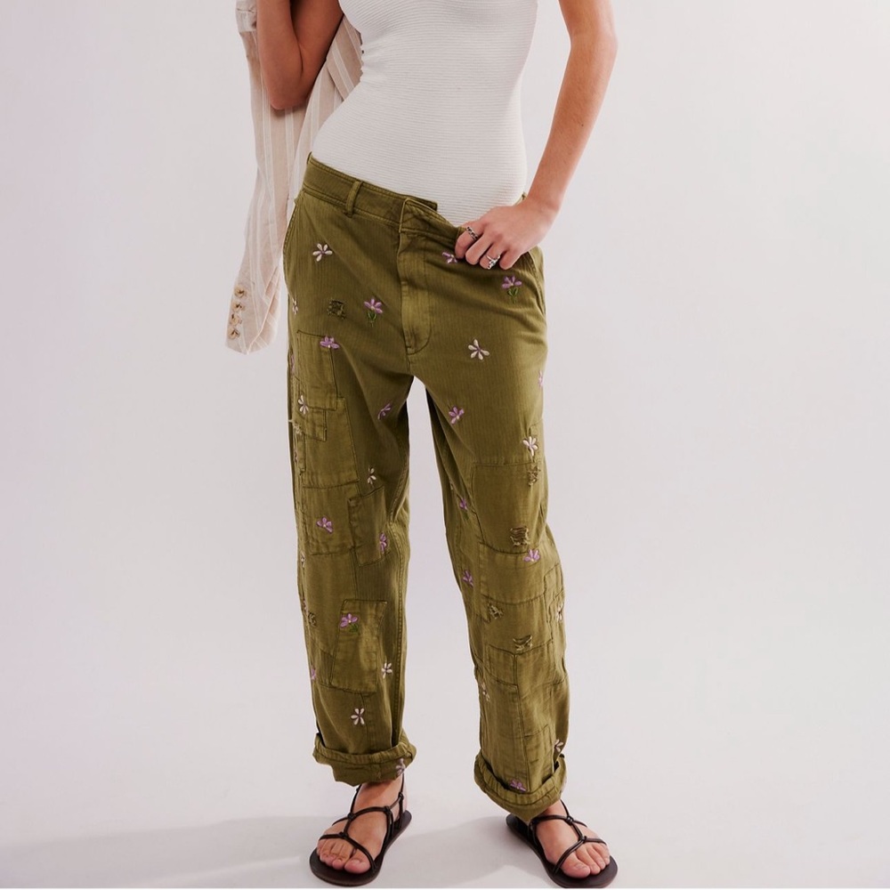 Free People Patched Posy Pants NWOT
